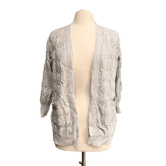 Gray Chunky Knit Open Cardigan Sweater - Picture 1 of 12